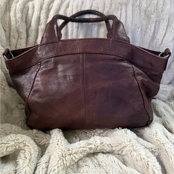 Liebeskind Berlin Brown Leather Satchel Bag Braided Straps - Picture 3 of 12